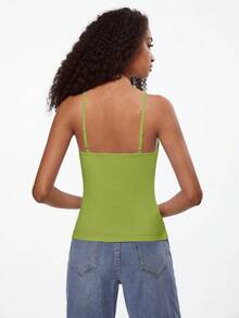 SHEIN BASICS 1 pieza Camiseta de tirantes minimalista de unicolor para mujer de uso diario - Verde - Ver 3
