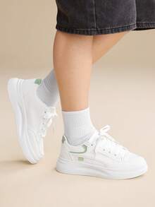 CUCCOO EASI Giày thể thao đế dày buộc dây màu trắng, chống thấm nước, kiểu dáng thời trang xuân/thu 2026 dành cho nữ, thích hợp cho hoạt động thường ngày. - màu xanh lá - Xem 8