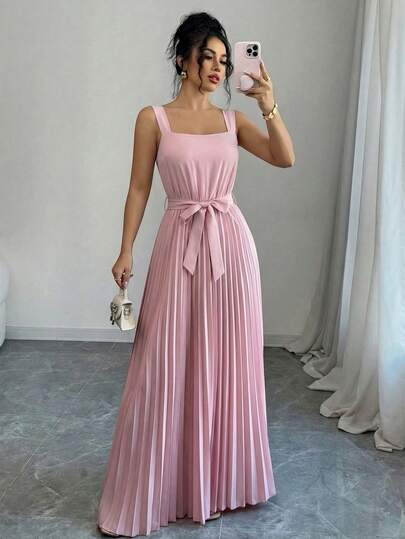 Elenzga 女士优雅褶皱吊带连衣裙