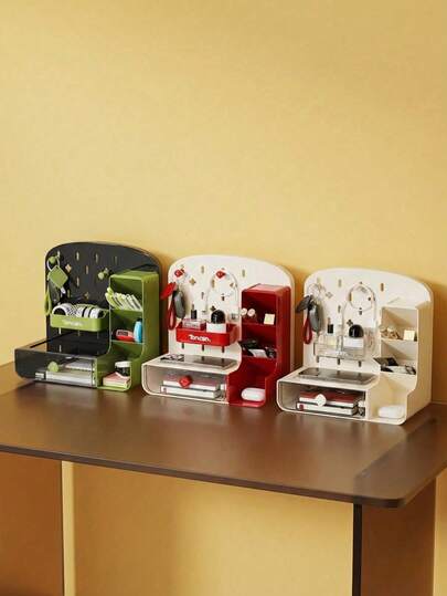 Joivida Caja de almacenamiento con tablero perforado para escritorio, caja de almacenamiento y clasificación de artículos de papelería para estudiantes, estantería tipo cajón para oficina para almacenar bolígrafos