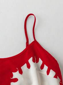 Vestido de mujer con diseño floral, tirantes finos, de estilo casual y vacacional, nueva llegada - Rojo - Ver 4