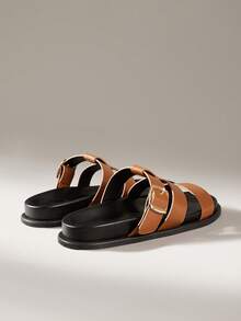 Solecia Sandali da spiaggia piatti e comodi di moda da donna in marrone - Castano - Visualizzare 4