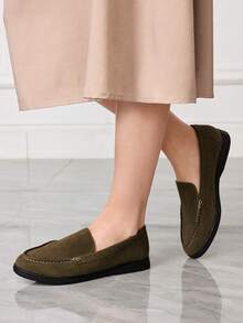Sleekvia Women's Casual Versatile Flat Loafers Valentine's Day - Dark Green - View 5