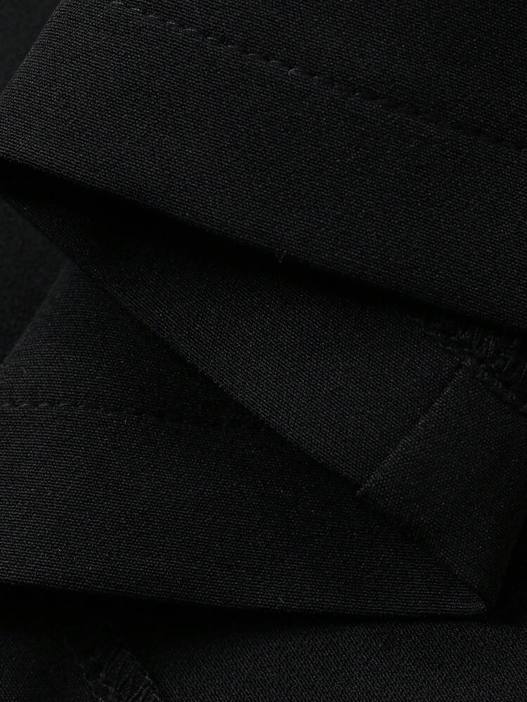 Women's Round Neck Sleeveless Waist Cinched Black Hollow Back Elegant Dress Sundress