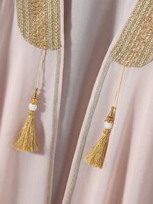 SHEIN 男童传统阿拉伯服饰，休闲舒适拼接宽松长袖梭织衬衫长袍，适合春夏、斋月、郊游、情人节、Qar'qee'an（阿拉伯传统服饰）、椰枣、Jalabiya（阿拉伯传统长袍）、旅行、Qaftan（阿拉伯长袍）、度假、家庭聚会、开斋节、婚礼季、正式晚宴、生日派对等场合。 - 彩色 - 查看 3