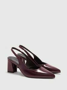 CUCCOO BIZCHIC Women's Fashion Black Open Back Pointed Toe Chunky Heels Pumps, Classic Minimalist Design For Commuting, Dating, Party, Holiday, Wedding Valentine's Day - Smoked Brown - View 7