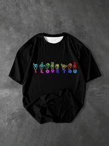 Manfinity EMRG 男士时尚夏季休闲运动服，男士上衣，腹部肌肉处饰有鸭子图案印花设计 - 黑色 - 查看 1