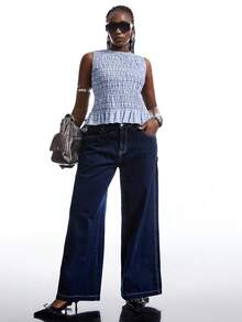 SHEIN EZwear 大码女式夏季波西米亚风弹力褶皱吊带背心 - 彩色 - 查看 5