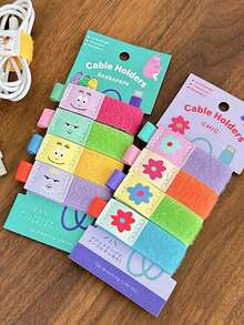Joivida 4Pcs Cute Cartoon Magic Tape Cable Ties – Multi-Use Organizer For PC & Earphone Wires - Multicolor - View 12