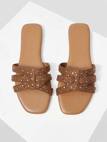 Mnmlis Women's Fashion Outdoor Casual Slippers, Flattering - Coffee Brown - View 2