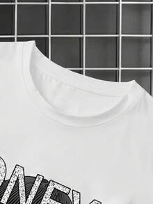 Manfinity Dauomo 男士极简印花短袖圆领T恤 - 白色 - 查看 3