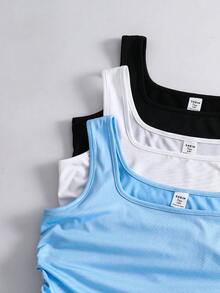 3pcs/Set Teen GirlMinimalist Casual All-Match Versatile Short Pleated Camisole Top, Layering Or Outerwear - Multicolor - View 6