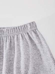 SHEIN Sparklyn 2件套 少女休闲时尚露肩字母印花宽松T恤和阔腿灰色裤子，春夏款 - 彩色 - 查看 7