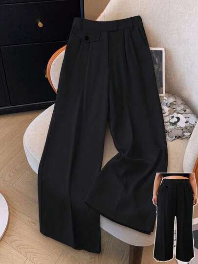 Franclia Plus Size Casual Solid Color High Waist Straight Leg Slimming Suit Pants Graduation,Back To School,Teacher Outfits For Women Winter Fall Autumn