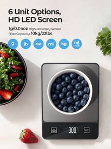 Teckwe Digital Food Scale 10kg/22lb - Precise 1g/0.04oz Graduation Kitchen Scale For Baking & Cooking, Stainless Steel With Tare Function, LCD Display