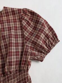 Sweetra Y2K Sexy Retro Plaid Vacation Subculture Academia Style Dress - Coffee - View 3