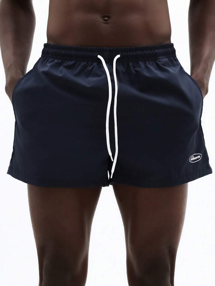 Navy Swim Trunks With Drawstring