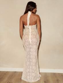 Swim SXY Cubre-todo de encaje con espalda descubierta y unicolor para mujer - Blanco - Ver 2