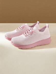 CUCCOO EASI Women's Casual Soft Bottom Breathable Mesh Shoes, Low Vamp Mesh Fabric Shoes, Versatile Shoes - Pink - View 5