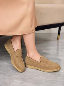 Sleekvia Sepatu Loafer Datar Kasual Serbaguna Wanita untuk Berpergian, Cocok untuk Hari Valentine - Unta - View 4