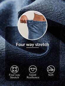 SHEIN FlexDen Quần jeans nữ cạp chun co giãn có túi, kiểu dáng đơn giản, thời trang, đa năng. - Xám - Xem 7