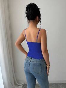 Elenzga Tank Top Wanita dengan Desain Lipit yang Elegan & Lucu - Royal Blue - View 2