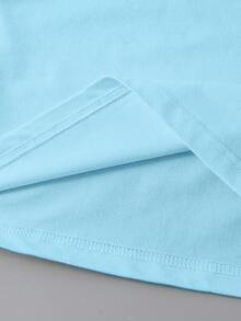 EMERY ROSE 女士标语 MILANO ITALY 字母印花T恤 短袖休闲上衣 MILANO ITALY 图案T恤 女士上衣 - 淺藍色 - 查看 5