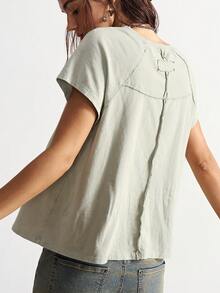 Bohemela Áo thun Raglan tay ngắn đi nghỉ mát cho nữ - màu xanh lá - Xem 7