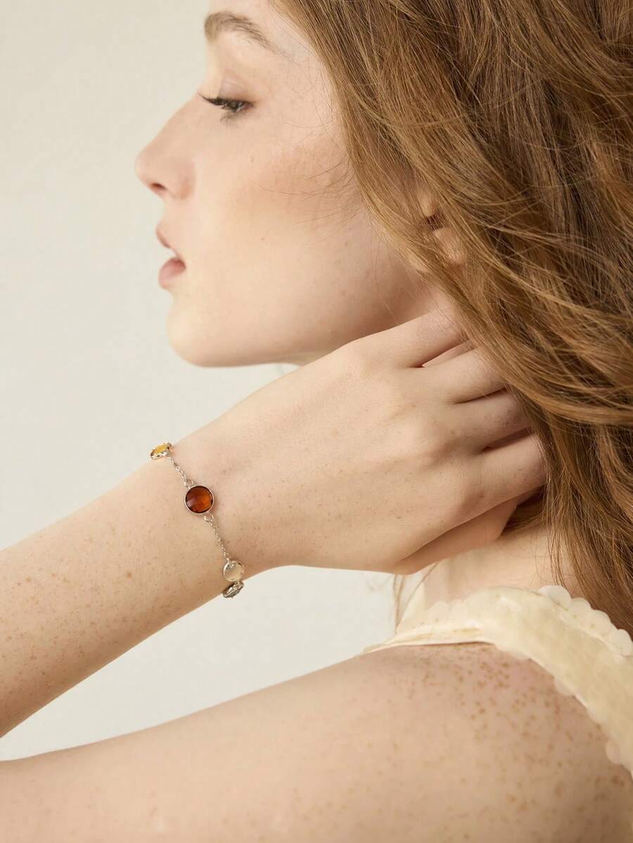 MOTF PREMIUM 18K镀金不对称宝石手链 - 銀色 - 查看 1