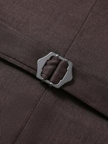 Manfinity Bizformal Men's Solid Color V-Neck Pocket Front Button Business Suit Vest - Brown - View 5
