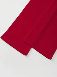 Franclia 2pcs/Set Women Casual Loose Fit Sports Style Korean Cute Versatile Wide Leg Pants & Sweater Set, Autumn/Winter - Red - View 3