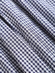 Sweetra Bộ jumpsuit nữ kiểu dáng retro thanh lịch, gợi cảm, màu xanh kẻ caro, xếp ly, thắt nơ ở eo, không tay, ống rộng, thoải mái, phù hợp cho đi làm, đi chơi, du lịch và mặc thường ngày. - Màu xanh lam - Xem 6