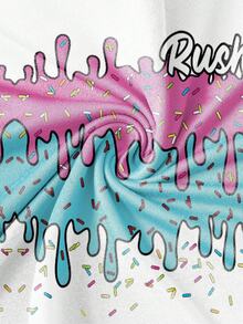 Manfinity RSRT Bộ đồ nam Rush Ice Cream Drip Print - Áo thun ngắn tay và quần short phối màu gradient, phong cách thể thao thường ngày 2 mảnh. - Nhiều màu - Xem 4