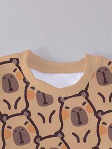 1 Set Boys' Short Sleeve T-Shirt And Shorts, Casual Cute Graphic Print, Comfortable Daily Wear For Spring/Summer - Multicolor - View 4