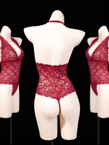 Seduluxe 1件装女士蕾丝无钢圈性感连体衣 - 紅木色 - 查看 6