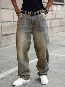 Manfinity EMRG Men's Straight Loose Casual Versatile Jeans With Pockets - Multicolor - View 7