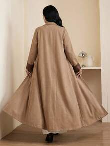 Al Najma Women's Solid Color Button Elegant Long Sleeve Arabic Abaya