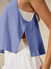 OutZeal 女士运动背心 日常健身上衣 凉爽触感 丝滑柔软 飘逸下摆 - 紫色 - 查看 7