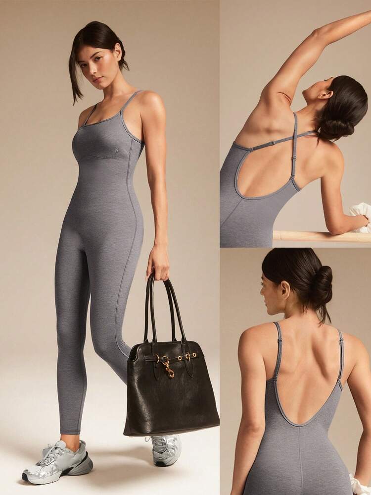 26" Softy Velvaire Super Soft Switch Back 2-Way Wear Bodysuit Low Impact Yoga Pilates Studio Daily Casual Wear Removable Cups