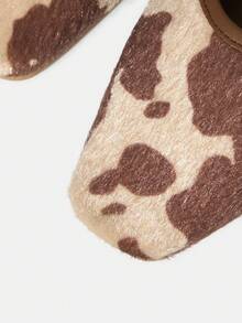MOTF WOMEN'S FASHION COMMUTER COW PRINT PLUSH FLAT SHOES VALENTINE'S DAY - Brown - View 3