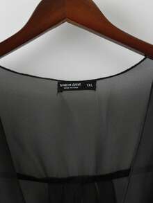 GlowEve CURVE 女士大码简约优雅新款百搭时尚薄雪纺衬衫，外出上衣，夏季度假女装 - 黑色 - 查看 4