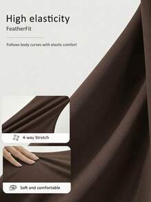 Menodora SHEIN Sport 一套纯色露背吊带上衣和短裤，瑜伽/健身服 - 咖啡棕 - 查看 3