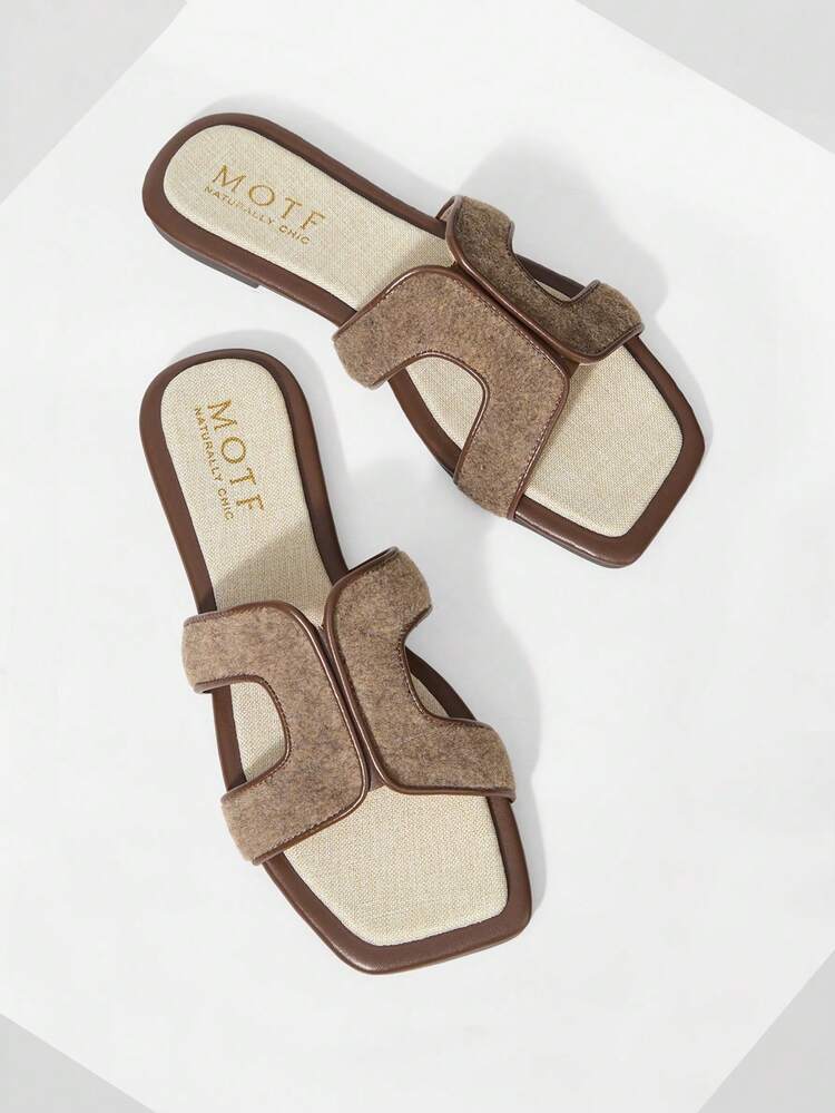 WOMEN CASUAL AND SIMPLE SUMMER CONTRAST BINDING HOLLOW OUT SQUARE TOE FLAT SANDALS, FOR NEW YEAR HOLIDAY, SPRING SHOES SPRING BREAK EASTER VALENTINE'S DAY SPRING SHOES