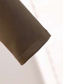 SHEIN Playful Pals 1pc Toddler Boys' Casual Chic Black Faux Leather Jacket, Spring/Autumn - Coffee Brown - View 5