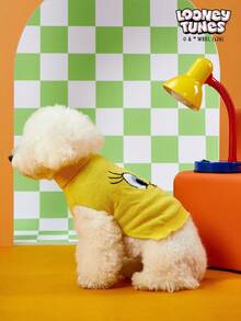 LOONEY TUNES X PETSIN 1件宠物猫狗通用棕色杰瑞卡通图案提花高领弹力舒适保暖狗毛衣