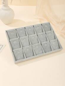 1 pieza/2 piezas Bandeja de joyería de terciopelo con 15/18 compartimentos para flores de hielo, soporte para exhibir accesorios, de vuelta a la escuela - Gris - Ver 5