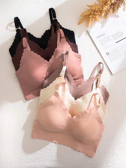 NudeFit 6pcs/Set Plus Size Seamless Wavy Rim Detachable Cup Adhesive Bras, Comfortable