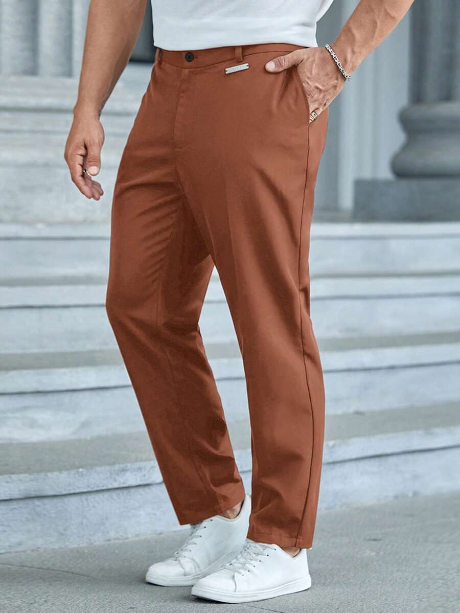 EASEVO Plus Size Woven Casual Tapered Pants - Yellow - View 1