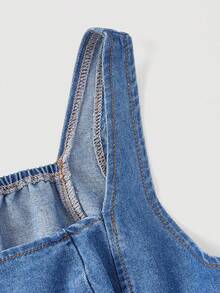 SHEIN MOD Women's Casual Waist Cinched Sleeveless Denim Dress, Summer - Blue - View 3