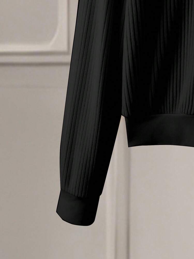 Franclia Conjunto de 2 piezas de mujer con cárdigan de unicolor casual y pantalones de pierna ancha, para otoño/invierno - Negro - Añade 3
